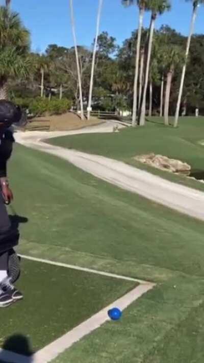 A few years ago Marcus lost the use of his legs when he was hit by a drunk driver. Despite the adversity he faces, he still manages to do what he loves and play golf.