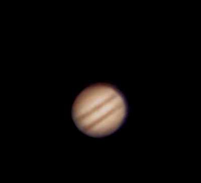 Here's what Jupiter looks like from a handheld recording through my telescope