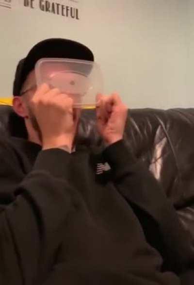 WCGW Using a tupperware as shield from sling shot.