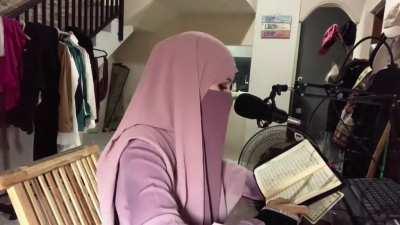 Finnish revert sister reading the Holy Quran