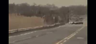 Car gets sent off the road 