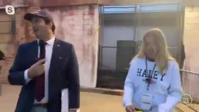 Trump supporter harassing Haley supporters, calling them hoes