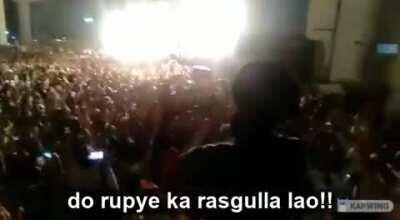 BREAKING!! : Recently, delivery of subsidised rasgullas and other Bengali sweets to Pakistan was stopped by Mumtaz aapujaan. Hence, there are protests all over the country to bring back rasgullas which were sold at 2 rs. Crowds have gathered at Lahore in 