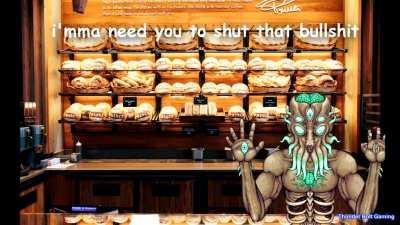 Angler goes to the bread store
