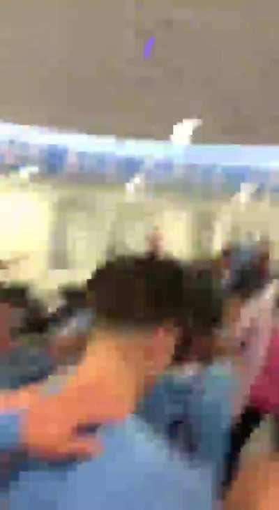 Dressing room celebrations following the win against PSG.