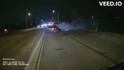 Guy I work with was the dashcam car. Elgin, IL yesterday on his way to work. Non-life threatening injuries