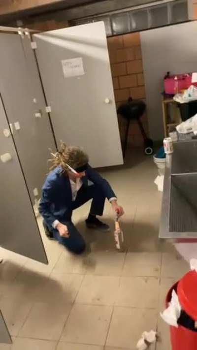 Blowing up a firework in a bathroom