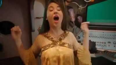 Alison Brie playing with her imaginary friends