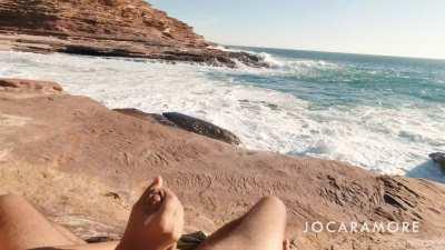 Cumming hard with a stunning view. Sneaky sneaky!