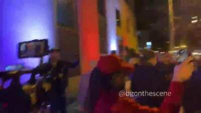 A herd of Trump Supporters Vandalize A Building With A BLM Sign