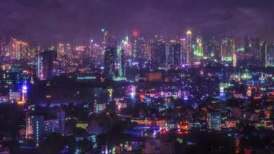 Metro Manila skyline as an anime background