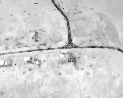 RU drone footage of granade drops on UA soldiers and their evac, that also ran over one of them