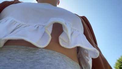 Out for a braless strut [GIF]