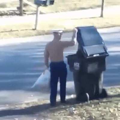 Hiding in a trashcan as a prank