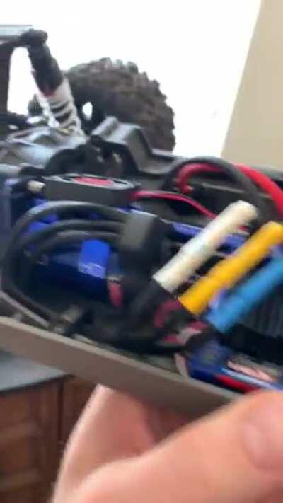 My Rustler 4x4. Originally bought new as an XL-5 version to let my dogs chase around. But I found myself becoming hooked on upgrades here and there. I know Traxxas isn’t the best or anything, but it’s been fun to use and tinker with. Current setup has it 