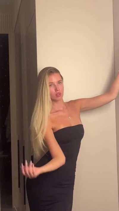 Polina Malinovskaya - Posing in a Black Dress (IG Story Clip)