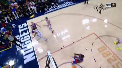 [Highlight] Jokic slings a bounce pass baseline off the double for the 3 plus the foul