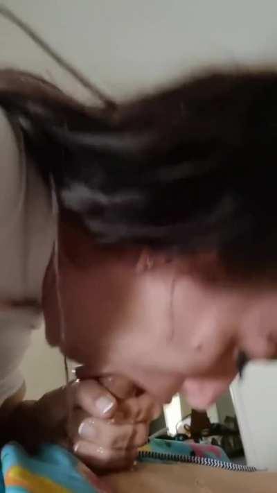 Mouth gets a little sloppy on this big dick 😍