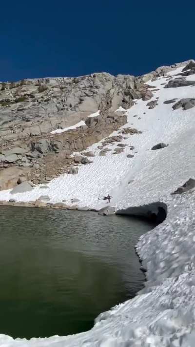Gliding across the water on skis