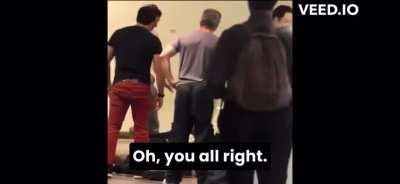 Idiot main character thinks the general public are just film extras for his videos, gets hit with a satisfying dose of reality