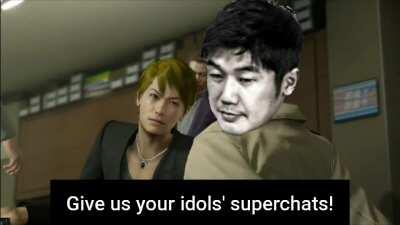 Kiryu and Kanata save Yagoo from a loan shark