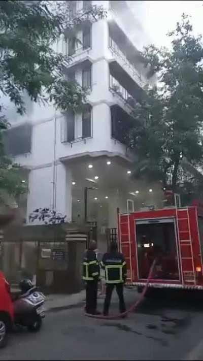 K.E.S college caught fire this morning 