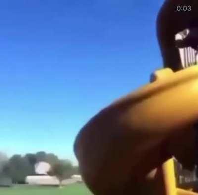 WCGW riding a bike down a slide