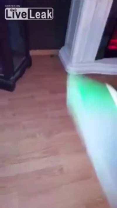 Fat black lady smashes mouse with broom because it ate her mustard