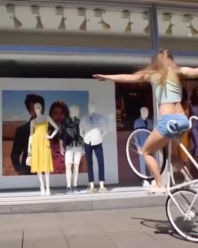 Viola Brand, a German artistic cyclist shows off skills
