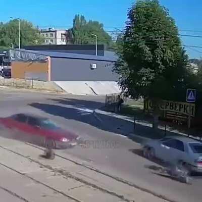 This idiot not wearing a helmet gets his bell rung