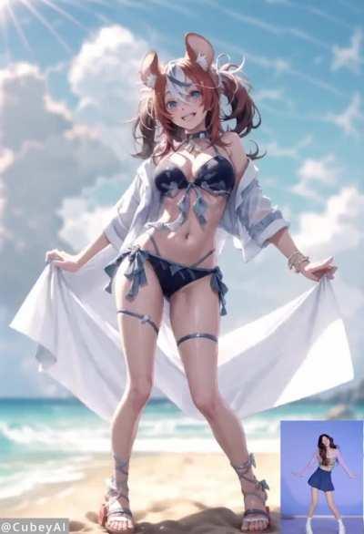 A cute rat girl dancing on the beach, Animatediff-cli-travel-prompt