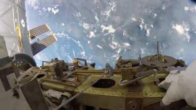Amazing footage of Earth during a spacewalk on ISS