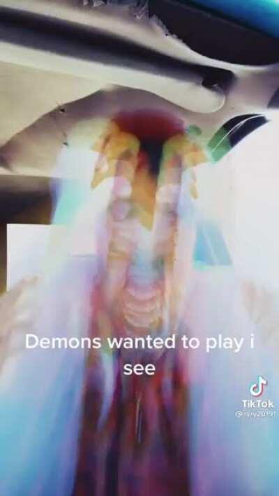 Demon needs to try playing with a toothbrush now and then