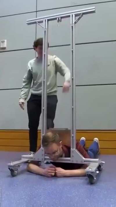 Demonstrating the Lenz's law using a guillotine.