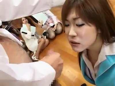 Blowjob and Facial Training to be a Newscaster in Japan