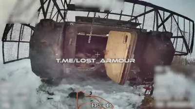 Ukrainian m113 is eliminated together with dismounted infantry. Survivors eliminated at bus stop. Kursk, February 2025