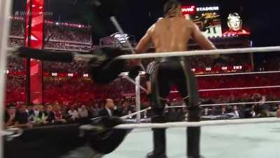 Seth Rollins cashes in his Money in the Bank briefcase.