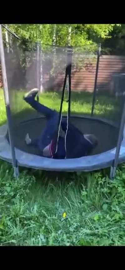 Idiot almost breaks his neck