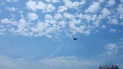 The thunderous sound of a F-16 Strafing Run in the desert