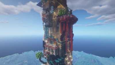 I built a 500 block tall tower (using a data pack to raise world height)