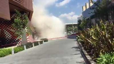 Another view. Food court collapses over Louis Vuitton store in newly constructed mall at Mexico City.