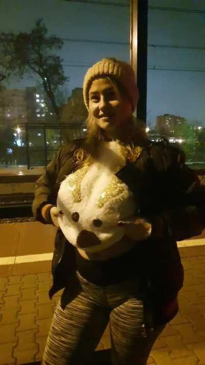 Do my boobs match my pom-pom hat? Btw.. it was cold and my nipples were starting to harden.