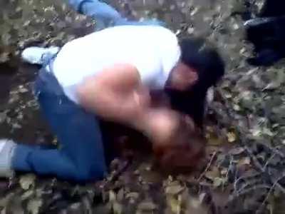 girls fight in the woods