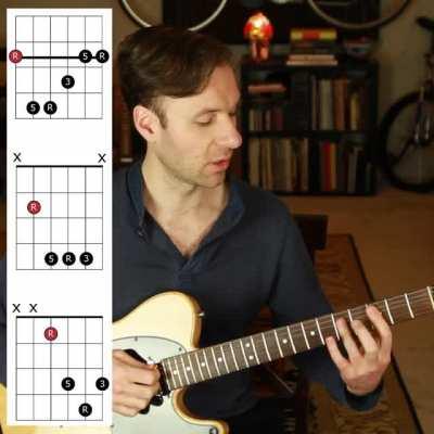This is a great way to be able to see and practice the same chord in three different places on the guitar [mini lesson]