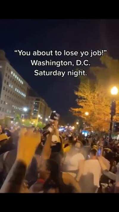 Crowds celebrate to sing “You about to lose yo job” in Washington DC after Biden victory
