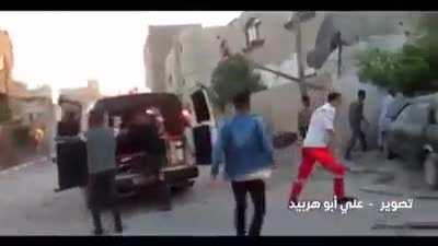 Footage of the Israeli massacre of civilians in the Bedouin village in the northern Gaza Strip Thursday afternoon.