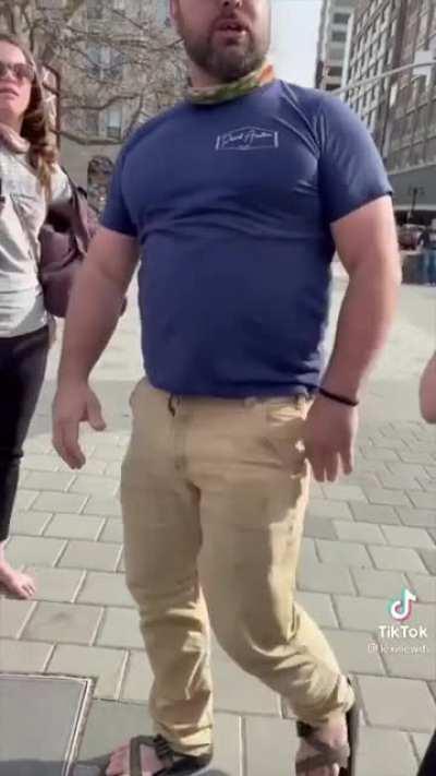 Manchild’s voice cracks as he yells at people to leave his country