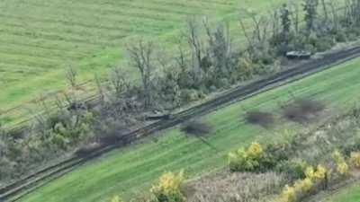 Ukrainian forces striking a Russian IFV likely with a German SMArt 155 artillery shell.