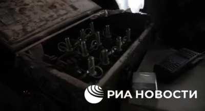 ru pov: Report from Wagner positions around Bakhmut showing several bodies of dead Ukrainian soldiers and captured Ukrainian helmet with SS runes at the end