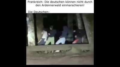 Ich und die Buben beim Marsch durch die Ardennen nach Frankreich
